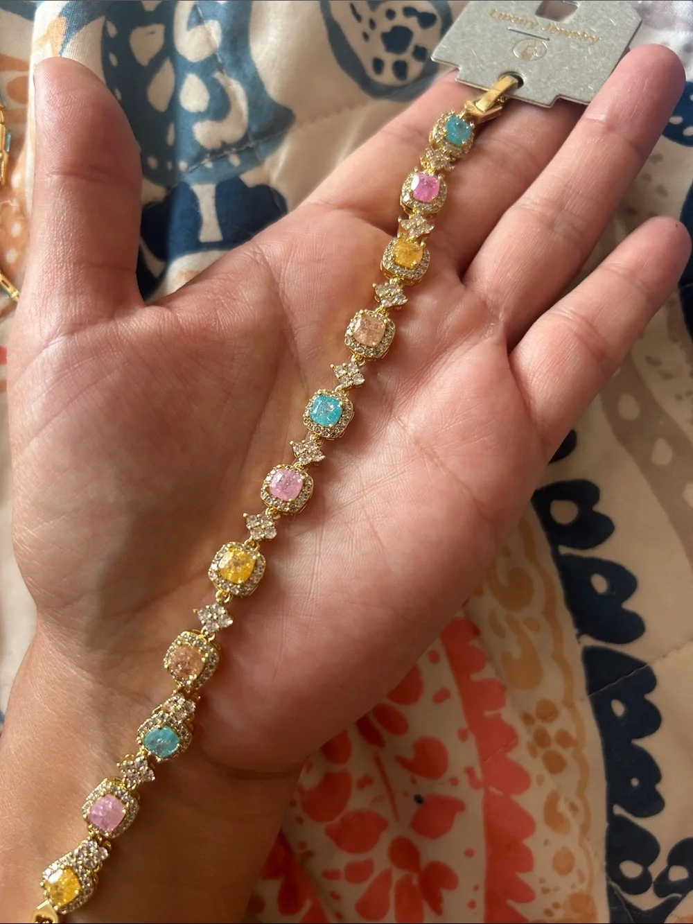 Charlotte Russe Gold-Tone Bracelet Set with Blue, Pink & Yellow Stones